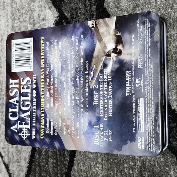A CLASH OF EAGLES THE FIGHTERS OF WWII COLLECTOR TIN 2 DVD'S P-51 P-47 TACTICS - Picture 2 of 13